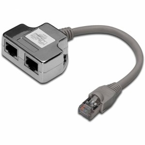 DIGITUS Patch Cable Adapter Cat5e | 2x RJ45 (Female) to 1x RJ45 (Male) – 0.19m