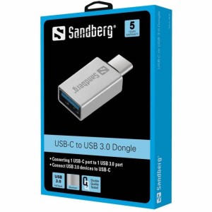 Sandberg USB-C to USB-A Adapter – Male to Female, Silver