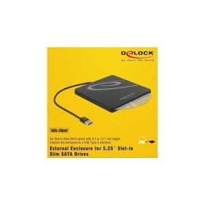 Delock External Enclosure for 5.25″ Slot-in Slim SATA Drives – USB Type-C™, Silver