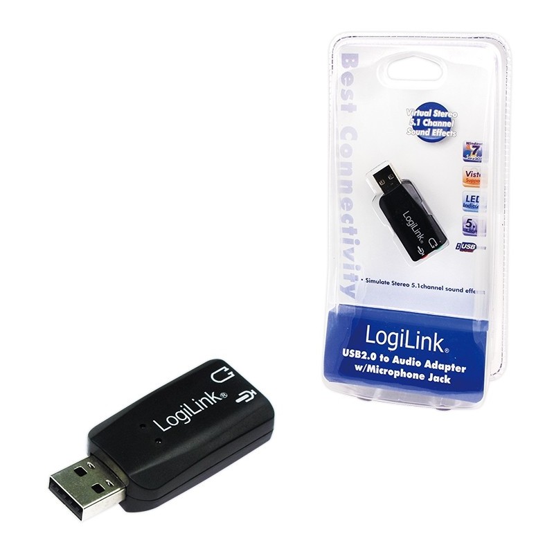 anker lille Herre venlig LogiLink Sound card USB 2.0 audio adapter 3D effect
