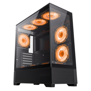 GameMax Vista Mid-Tower ATX Case – Modular Airflow Case with ARGB Fans and Full-Glass Aesthetic