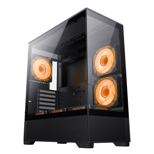 GameMax Vista Mid-Tower ATX Case – Modular Airflow Case with ARGB Fans and Full-Glass Aesthetic