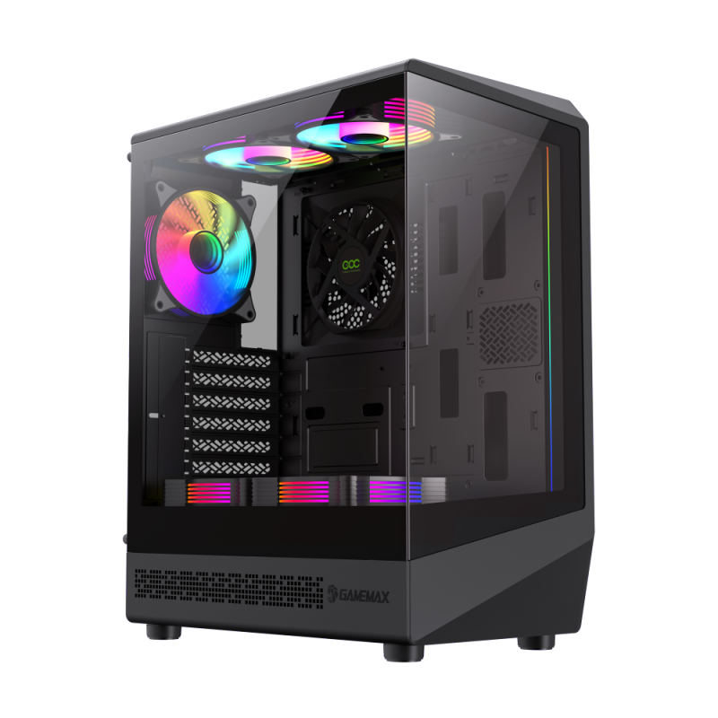GameMax Vista COC AB ATX Mid-Tower – Panoramic Gaming Case with Patented COC Cooling & ARGB Fans GameMax Vista COC AB ATX Mid-Tower – Panoramic Gaming Case with Patented COC Cooling & ARGB Fans