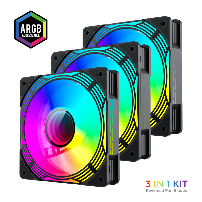 GameMax KF300R BK 3-in-1 ARGB Reverse Fan Kit – Silent Reverse Cooling with Full RGB Control GameMax KF300R BK 3-in-1 ARGB Reverse Fan Kit – Silent Reverse Cooling with Full RGB Control