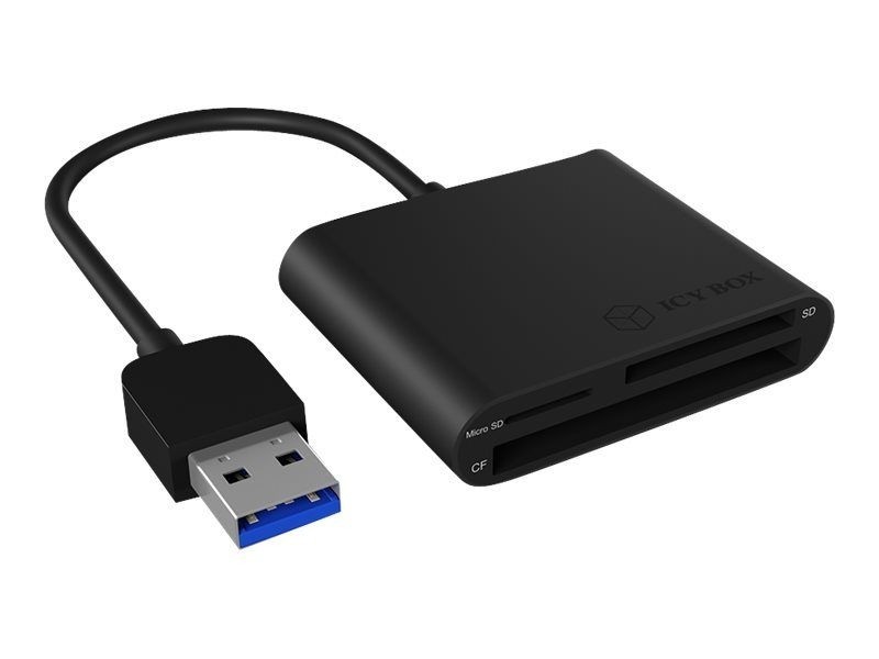 IcyBox IB-CR301-U3 USB 3.0 Multi Card Reader – CF, SD, microSD IcyBox IB-CR301-U3 USB 3.0 Multi Card Reader – CF, SD, microSD