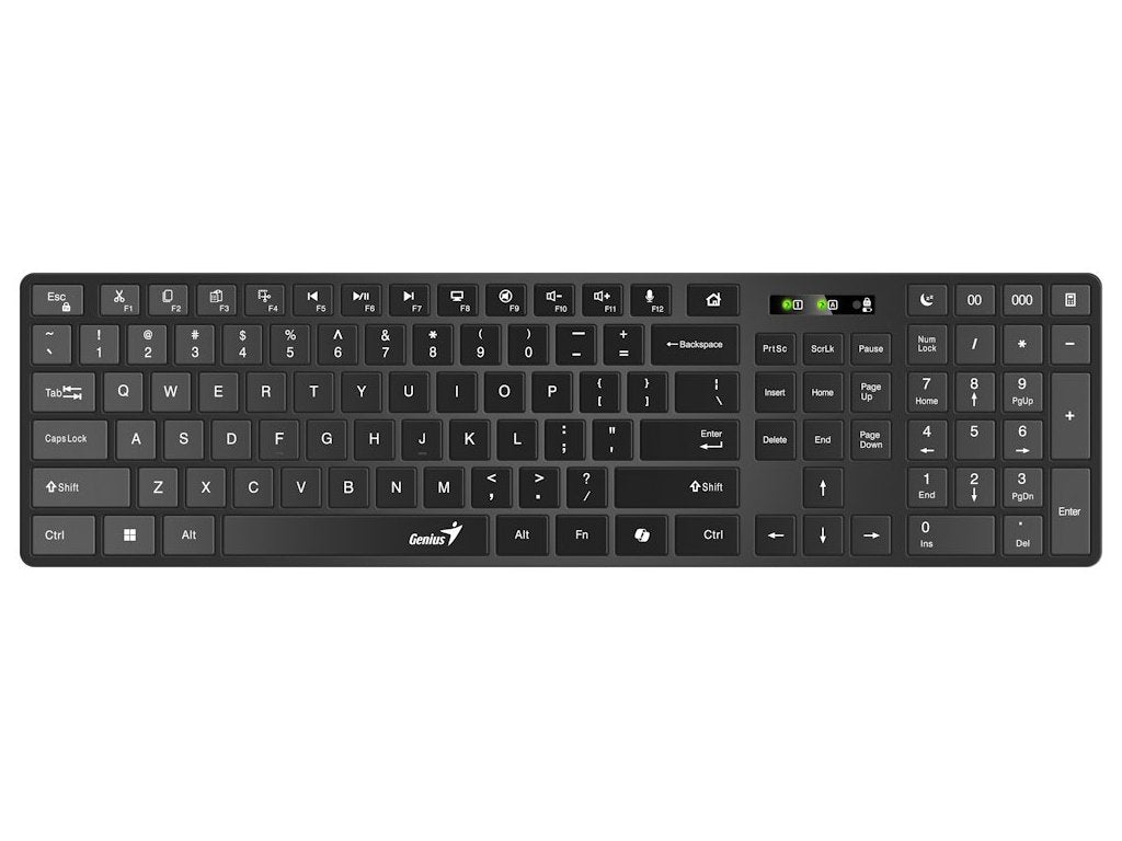 Genius SlimStar 7250BT Wireless Bluetooth + 2.4GHz Slim Keyboard with Copilot Key | Black