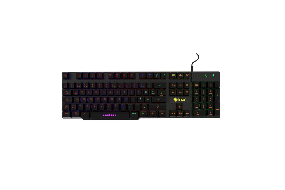 INCA IKG-446 tastierë gaming me ndriçim LED Rainbow dhe layout gjerman QWERTZ