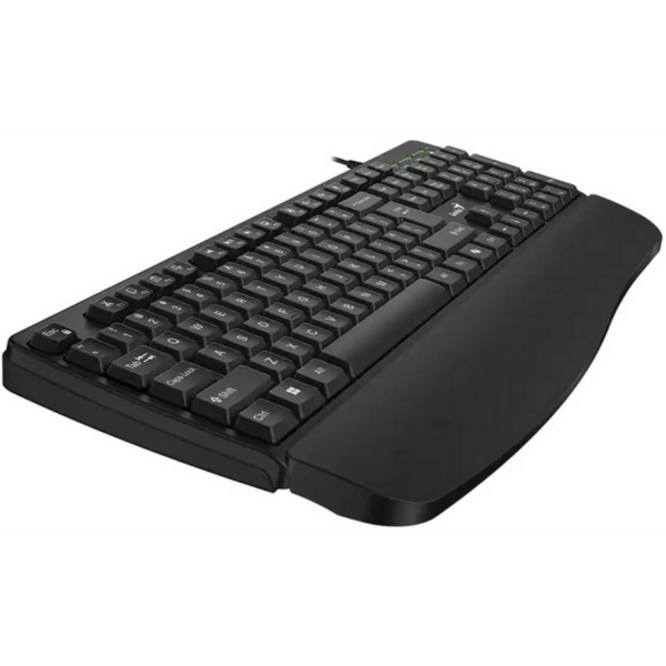 Genius KB-123 Wired USB Keyboard with Copilot Key & Palm Rest | Black